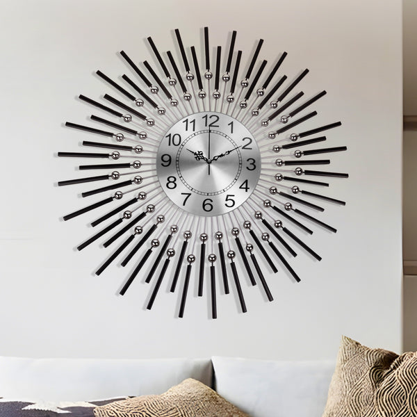 Analog Wall Clock, 28" Sunburst Starburst Clock Home Decor