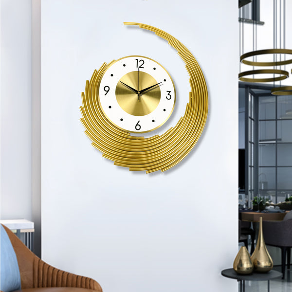 Large Gold Wall Clock 23" Metal Silent Analog Clock Home Decor