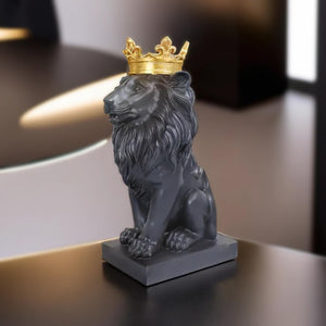 Lion Statuary, Lion King with Golden Crown, Center Table Decor for Home or Office, 36cm, 24in, Thoughtful Gift by Accent Collection