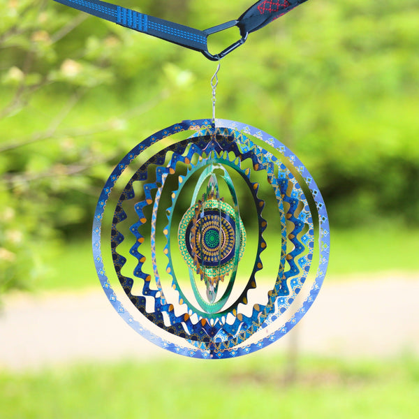 Colorful Outdoor Spinner, Metal Wind Spinners for Garden, Patio, Yard, Unique 3D Kinetic Decor, Stainless Steel, Geometric Pattern, Housewarming Gift