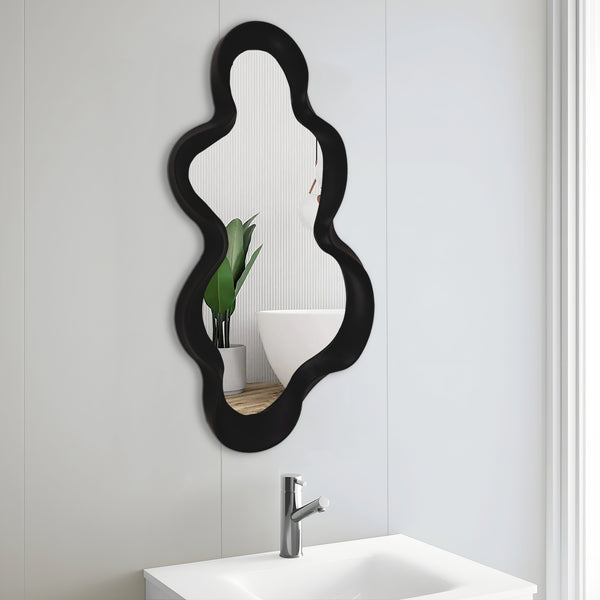 Abstract Black Wall Mirror 39" Decor for Living Room, Office