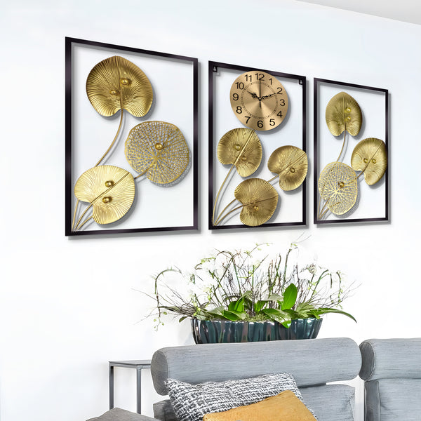 Large Wall Clock, 24" Silent Nonticking Gold Decor for Home