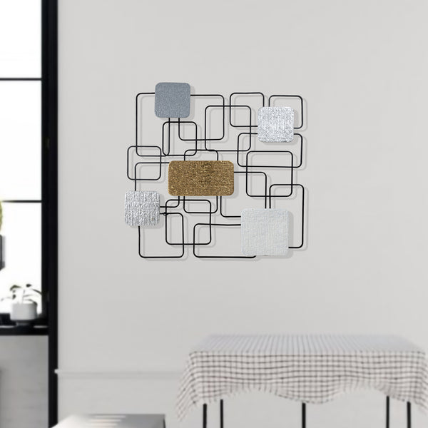 Rustic Metal Wall Decor, Living Room, 31" Abstract Wire Art Home Office