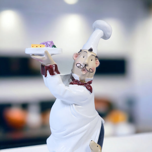 Chef Ornament, Polyresin Statue Art, Decor for Kitchen, Restaurant, Cafe, Bakery, Fun Gift 10 inch 25 cm | Home Decor