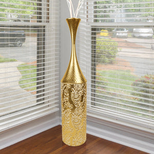 Large Gold Tall Vase, Tall Floor Vase for Living Room, Hallway, Entryway, Metal Home Decor 32 inch 82 cm by Sona Casa