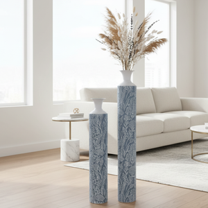 Luxury Metal Tall Vases, Large Floor Vase Set of 2, 32" and 40" Living Room, Home, Office Decor-Sona Casa