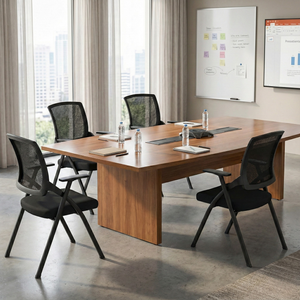Black Folding Conference Chair, Set of 4 Stackable Corporate Training Seating, Ergonomic Minimalist Foldable Chair-Sona Casa