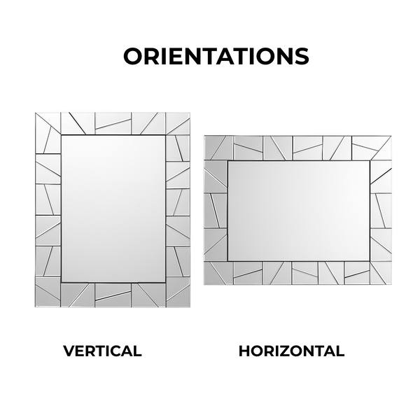 Extra Large 4 ft Silver Glass Mirror, Modern Block Design, Easy to Install Horizontal Vertical Orientation-Sona Casa