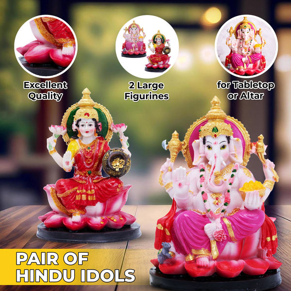 Large ganesh and laxmi statues, indian hindu god idol, pooja room figurines, mandir diwali décor, housewarming gift