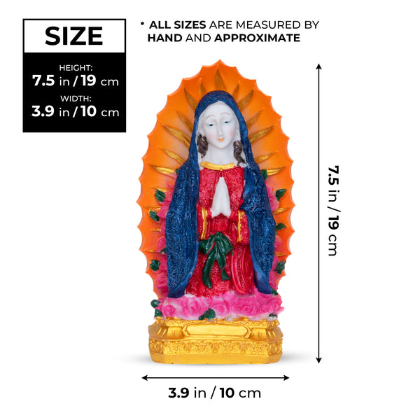 Blessed Virgin Mary Multicolor Statue, 8" Immaculate Heart Tabletop Decor