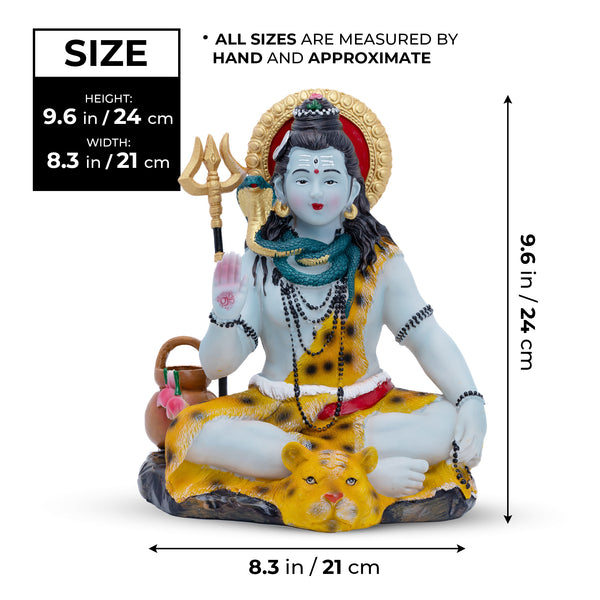 Large 25 cm Polyresin Shiva Statue - Multicolor Hindu God Idol For Home And Temple Decor, Perfect Diwali Gift