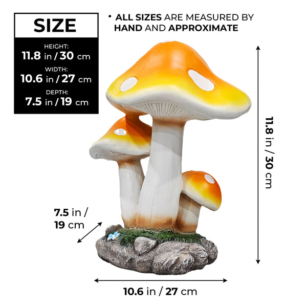 Outdoor Decor Garden Ornament, 12" Mushroom Statue Patio Decor