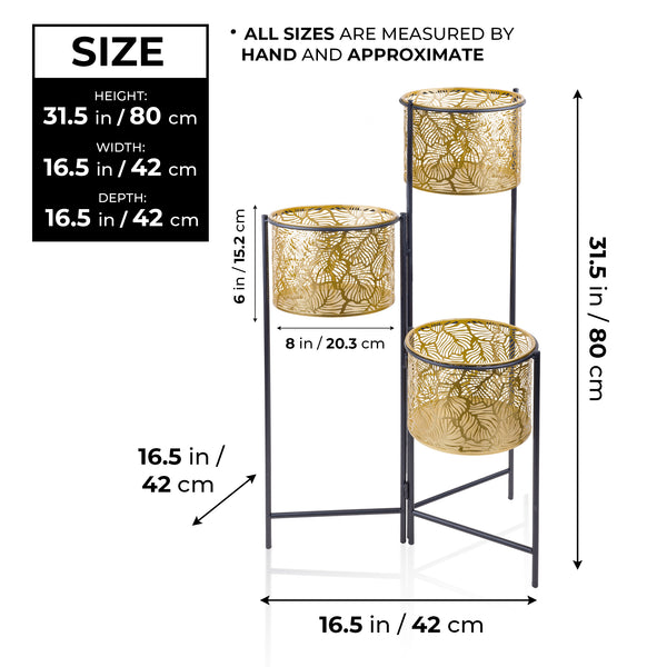 Indoor Metal Planters, 32" Golden Plant Pots Living Room Decor