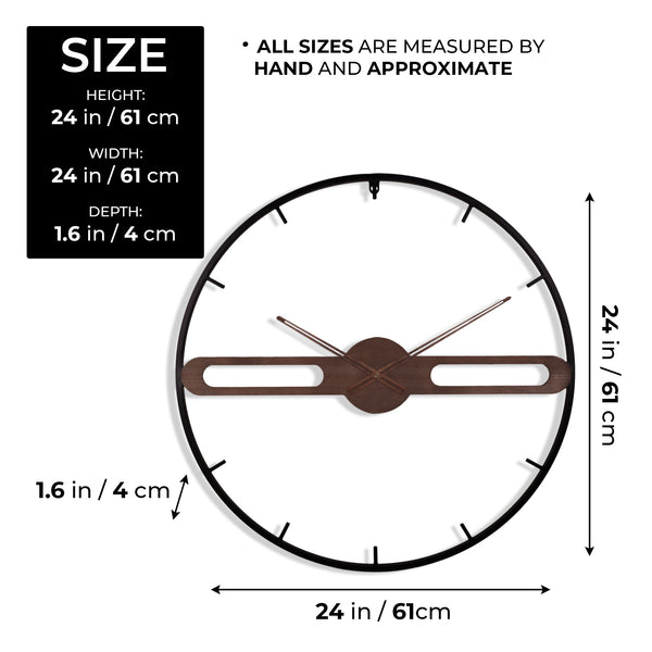 Large Wall Clock 24" Minimalist Modern Decor for Home Office