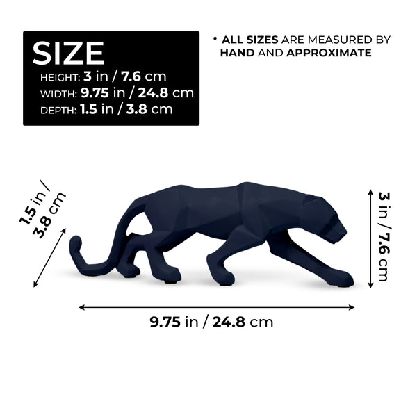 Small Black Leopard Sculpture for Home or Office, Sleek Black Desk Decor 10 inch 25 cm Wide