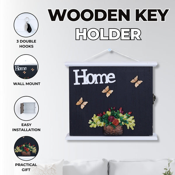 Wooden Key Storage Box, Nifty Key Holder, Decorative Wall Mounted Key Hanger, 3D Engraved Home Design, Home Decor, Unique Gift Idea