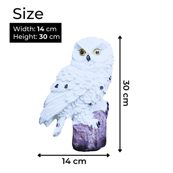 Magical White Owl Solar Statue With Black Stick - Outdoor Garden Decor & Bird Deterrent by Accent Collection