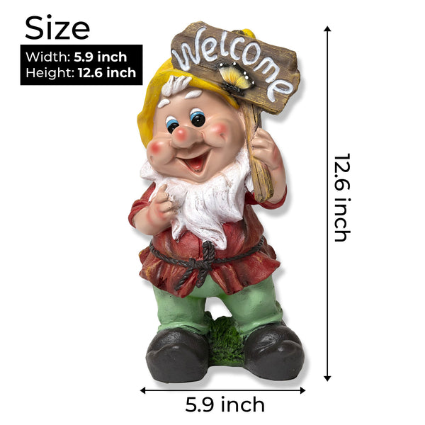 Large Welcome Gnome, Indoor or Outdoor Decoration, 32 cm, Cute Garden Patio Decor, With Welcome Sign, Welcome Decor for Home, Garden, Patio, Balcony, Special Gift for Garden Lovers