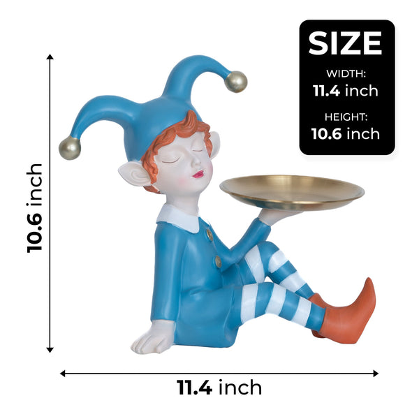 Adorable Clown Statue with Metal Plate, Tray Organizer, Tabletop Decoration, Key Organizer, Coin Organizer, Table Organizer, for Home, Office, Bedroom, Study Room, Dorm Room, Living Room, Unique Gift