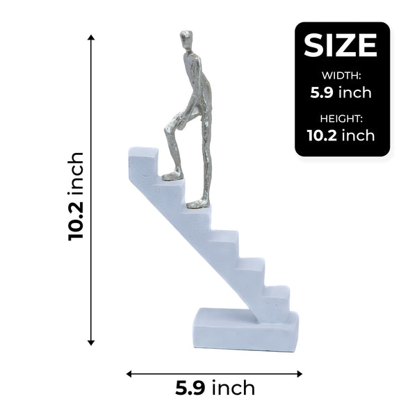 Abstract White Statue Of Man Climbing Stairs - Motivational Decor For Zen Office & Home Inspiration by Accent Collection