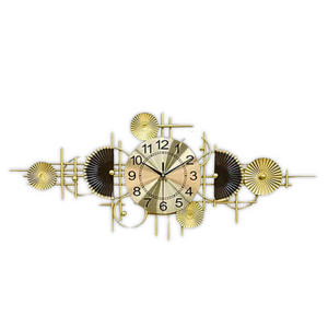 Oversized Gold Silent Wall Clock 36" Wide Extra Large Metal Home Office Wall Decor, Silent Analog Decorative Clock by Sona Casa