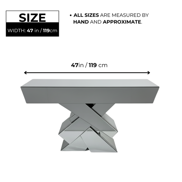 Large Mirror Glass Console Table Grey, Elegant Modern Decor for Entryway, Living Room & Office-Sona Casa