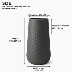 33" Modern Tall Black Self Watering Indoor Decorative Plant Pot with Cement Finish for Home & Office Decor-Sona Casa