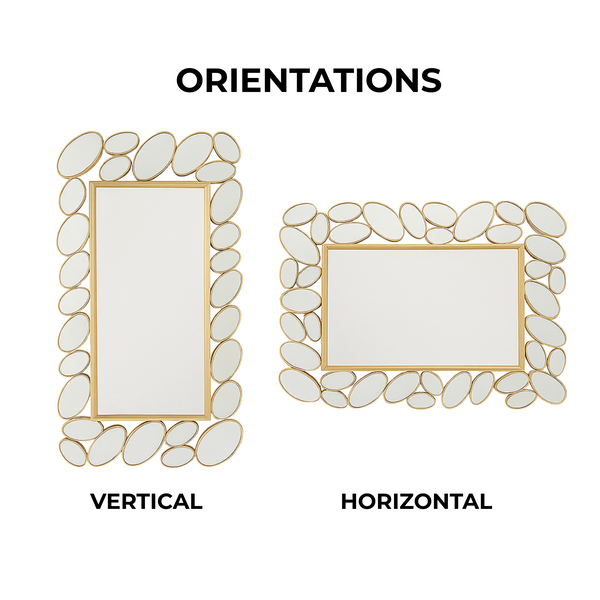 Decorative Wall Mirror with Gold Frame, Lightweight, High Quality Glass, Vertical & Horizontal Mount, Gift-Sona Casa