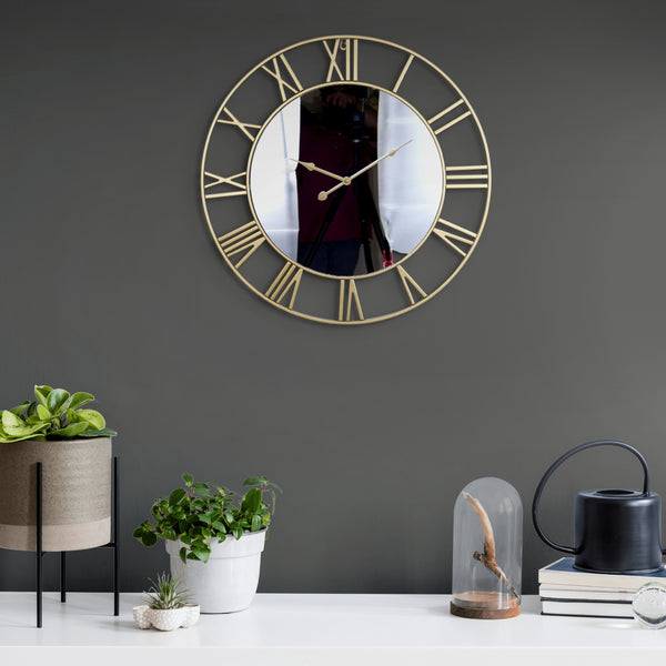 Golden Mirror Metal Wall Clock, 60 cm by Accent Collection Home Decor