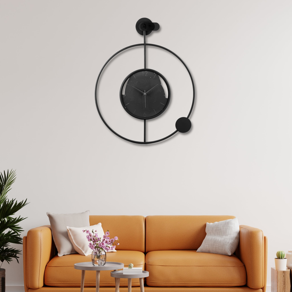 Large Wall Clock Black Minimalist Metal Wall Clock, 60 cm or 24 inch, Modern Minimalist Silent Clock, non ticking, Home Indoor Decor, Large Decorative Wall Clock for Living Room, Bedroom, Office