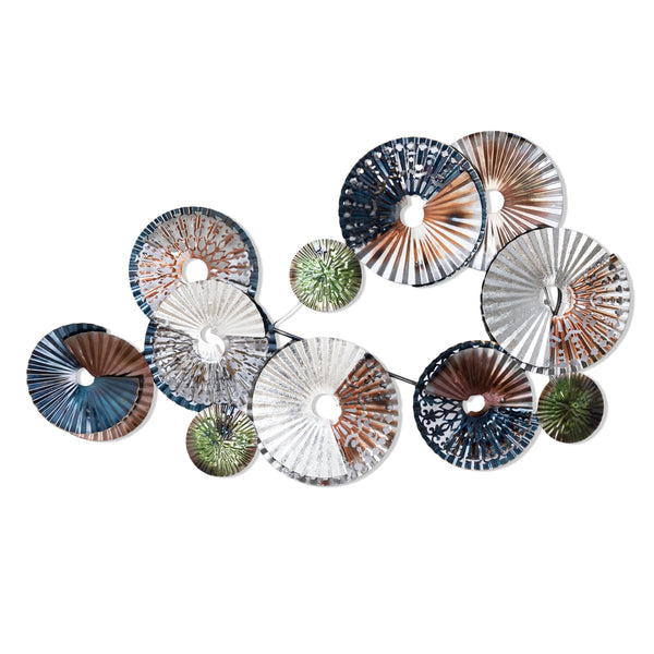 Metal Abstract Wall Decor, 39" Wide Round Wall Art Shields Design