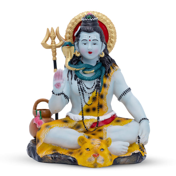 Large 25 cm Polyresin Shiva Statue - Multicolor Hindu God Idol For Home And Temple Decor, Perfect Diwali Gift