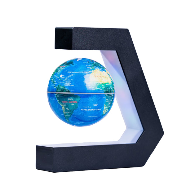 Black Magnetic Levitating Globe Lamp With Soft LED Side Light - Silent, Magical Floating Earth Decor For Kids & Adults