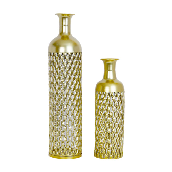 Large Metal Floor Vases, Golden Vase Set of 2, Floor Vase Decor for Entryway, Hallway, Home Decor 69 cm 27 inch, Medium 48 cm 19 inch