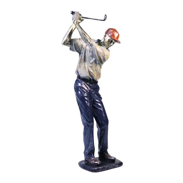 Golf Figurine Decor, Modern Sculpture, Table Centerpiece Large Statue Polyresin Silver Blue 15 inch 38 cm | Home Decor