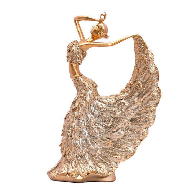 Golden Peacock Feather Resin Figurine - Elegant Shelf And Table Decor For A Modern Touch by Accent Collection