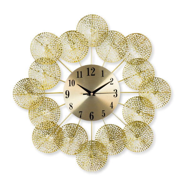 Golden Elegance: 18-Inch Silent Metal Wall Clock, Luxurious Minimalist Gold Decor For Living & Office Spaces by Accent Collection