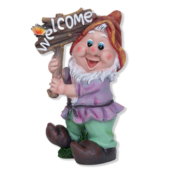 Welcome Gnome Large, Indoor or Outdoor, 35 cm, Cute Garden or Patio Decor, Colorful Decoration, Home Decor, Statue Decor, Garden Statue
