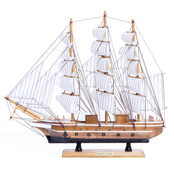 Wooden Art Sailboat Model, Vintage Decor, Unique Statue Tabletop, Wood Decor for Tabletop, Home, Office, Living Room, Nautical Decoration Reflecting Marine Life, Best Gift for Him or Her