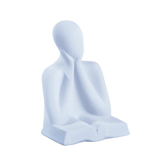 Minimalist White Resin Thinker Statue - Contemporary Home & Office Decor Gift by Accent Collection