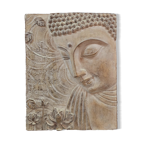 Buddha Wall Art for Living Room, 3D Wall Art, 22" Beige Wall Decor