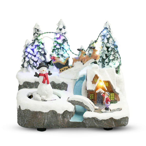Musical Christmas Village Set with Rotating Snowman, Decorative Holiday Ornament with Lights and Joyful Music - Giftable and Collectible Christmas Decor and Gift
