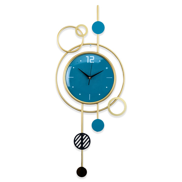 Luxury 80cm Gold, Green & Teal Metal Wall Clock With Glass - Silent, Modern Decor For Living Room, Office & Entryway by Accent Collection