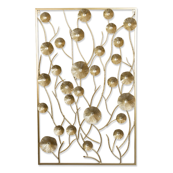 Golden Bloom Elegance, Abstract Metal Flower Artwork For Master Bedroom Delight by Accent Collection