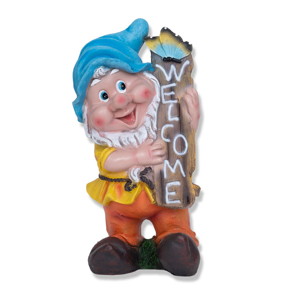 Gnome with Welcome Sign, Decoration for Indoor, Outdoor, Garden, Yard, Patio, Balcony, Lawn, 32 cm, Unique Gift Idea, Housewarming Gift, Gnome Statue, Garden Statue, Welcome Decor
