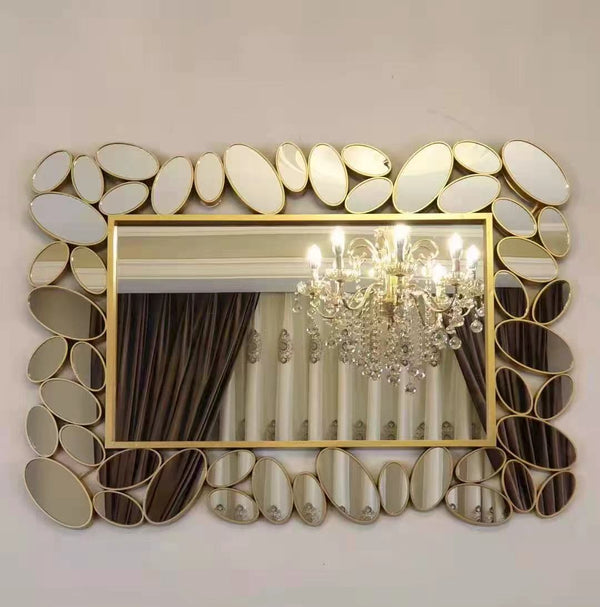 Decorative Wall Mirror with Gold Frame, Lightweight, High Quality Glass, Vertical & Horizontal Mount, Gift-Sona Casa