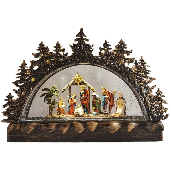 Christmas Nativity Snow Globe Light Up Musical Xmas Decor Gift USB Battery Powered Table Religious Home Office Decor-Sona Casa