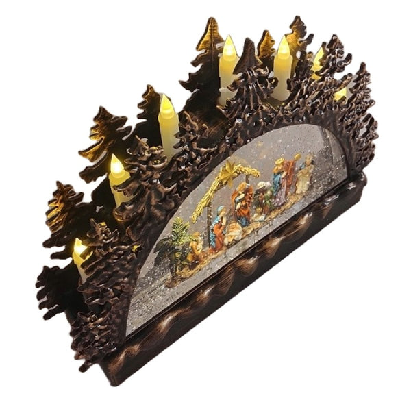 Christmas Nativity Snow Globe Light Up Musical Xmas Decor Gift USB Battery Powered Table Religious Home Office Decor-Sona Casa