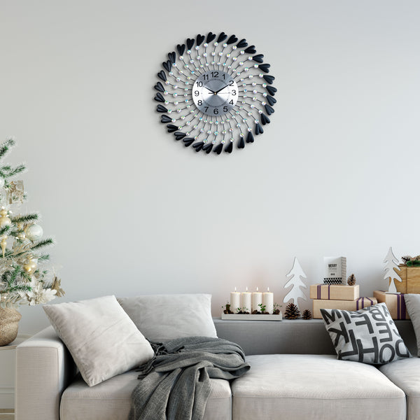 Large Metal Wall Clock, 60 cm, black by Accent Collection Home Decor