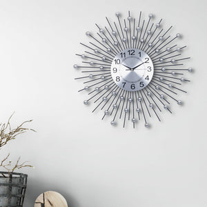 Large wall clock sunburst starburst metal clock 60 cm 24 inch silent clock large decorative analog wall clock by Accent Collection